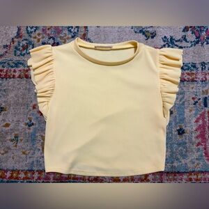 Time After Time Yellow Top with Ruffle Sleeves